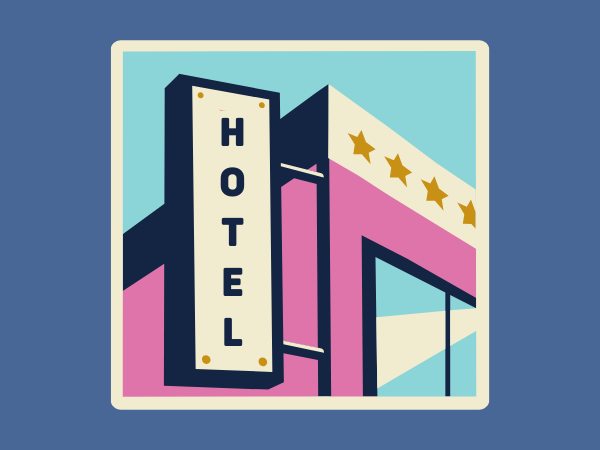 Artwork of a hotel sign