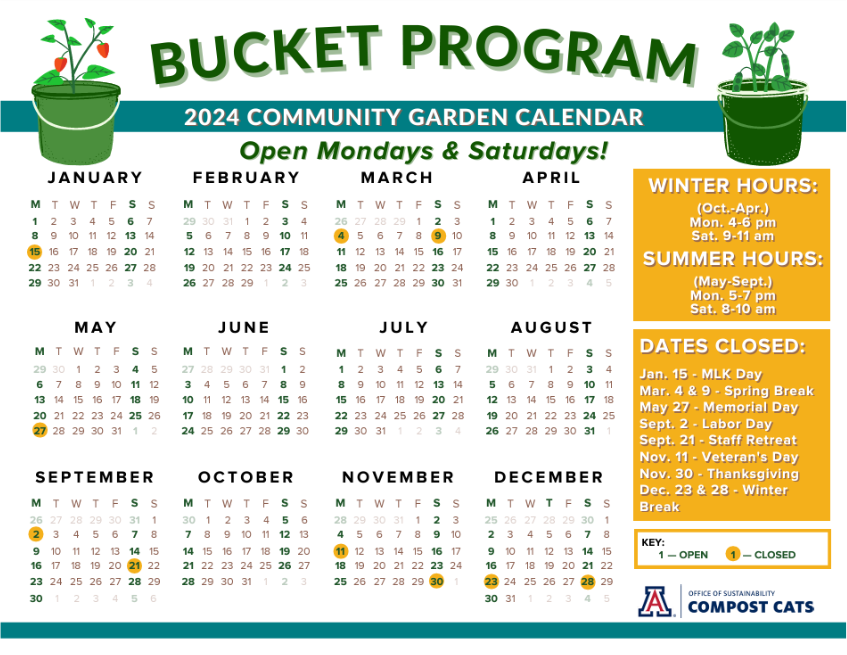 2024 Community Garden Bucket Program Calendar
