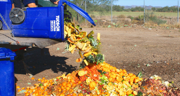 Compost being dumped