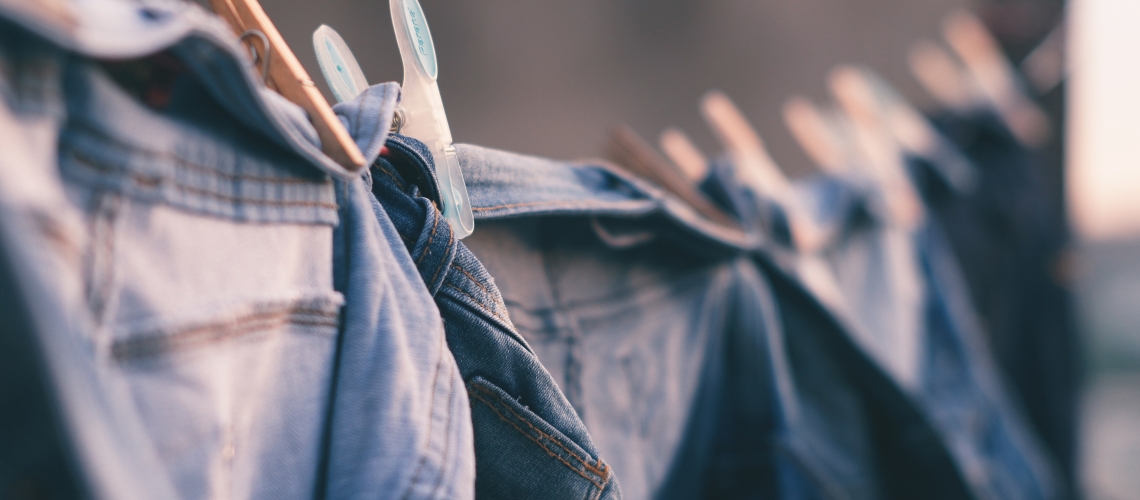 Jeans on a clothesline