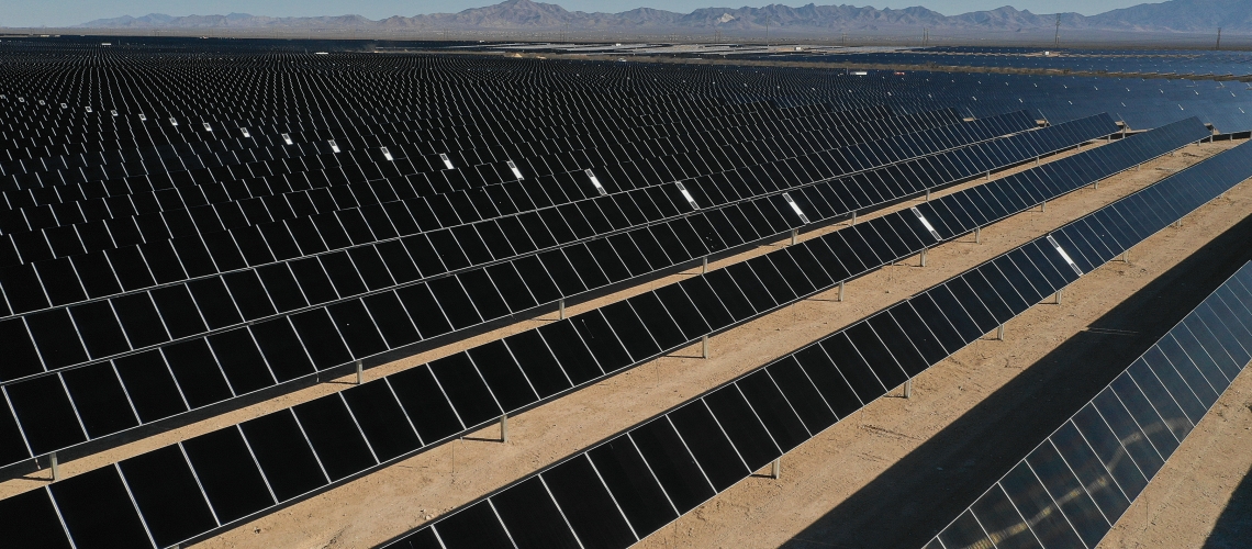 Rows of solar panels at the Wilmot Energy Center