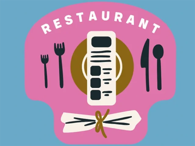 Artwork of place setting and food.