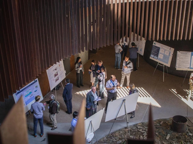 Arial view of attendees at the symposium.  