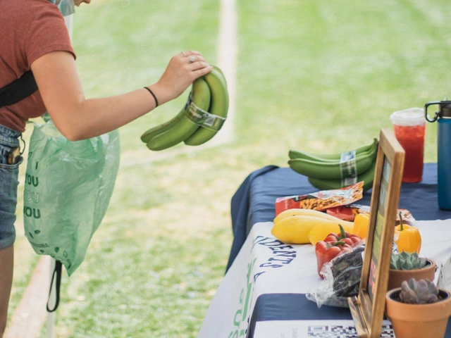 A student purchases a bunch of bananas from the market. 
