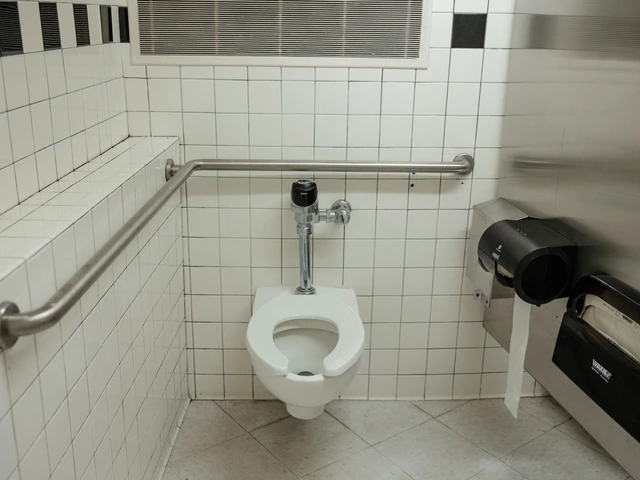 A toilet within an open stall.