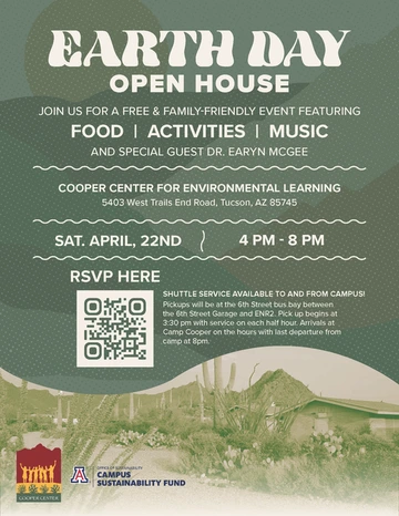 Event flyer sharing details of the open house agenda