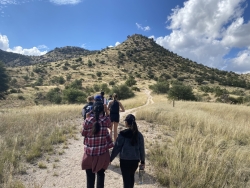 A group of students hiking.